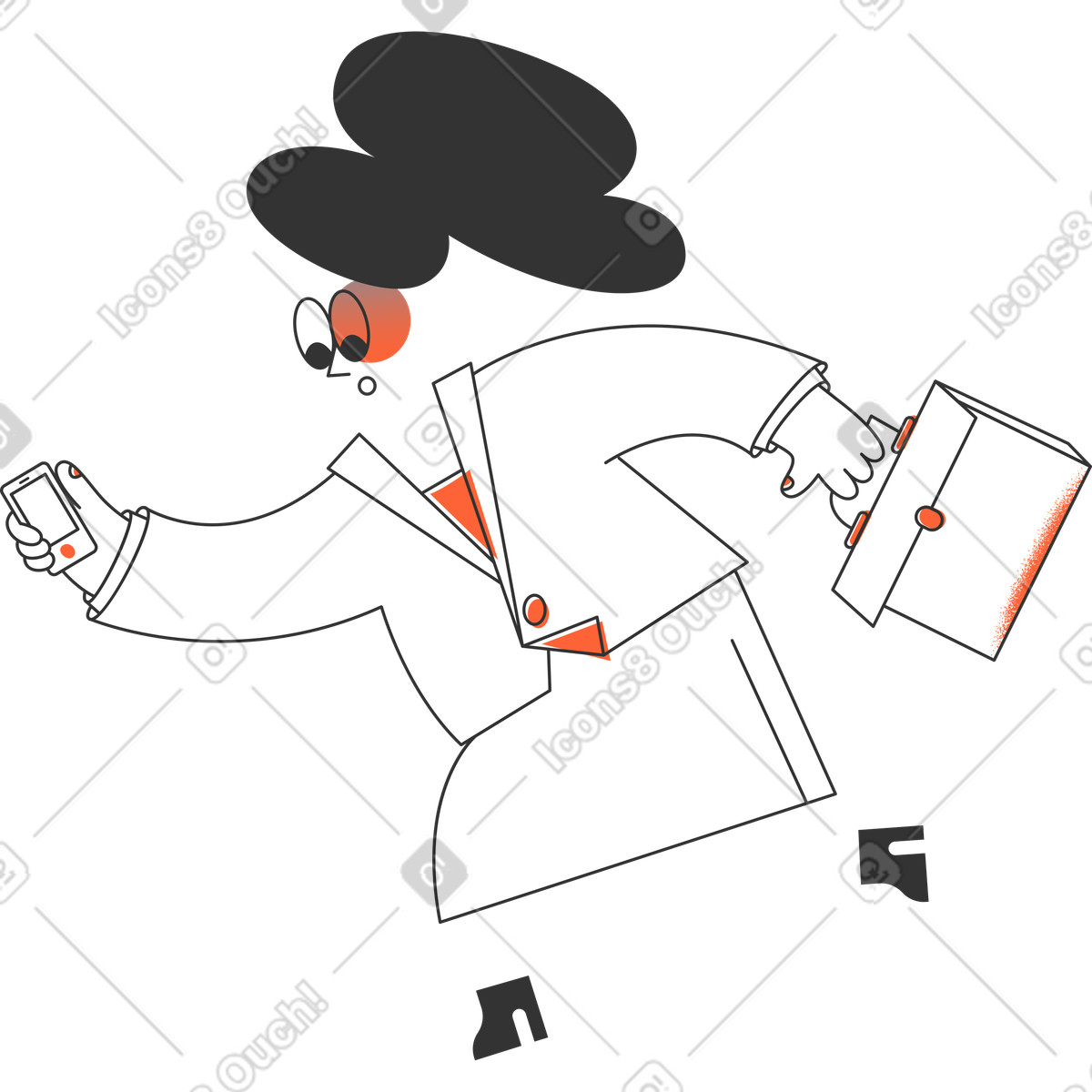 Illustration Femme d'affaires court dans le style Crayon à télécharger aux formats PNG, SVG