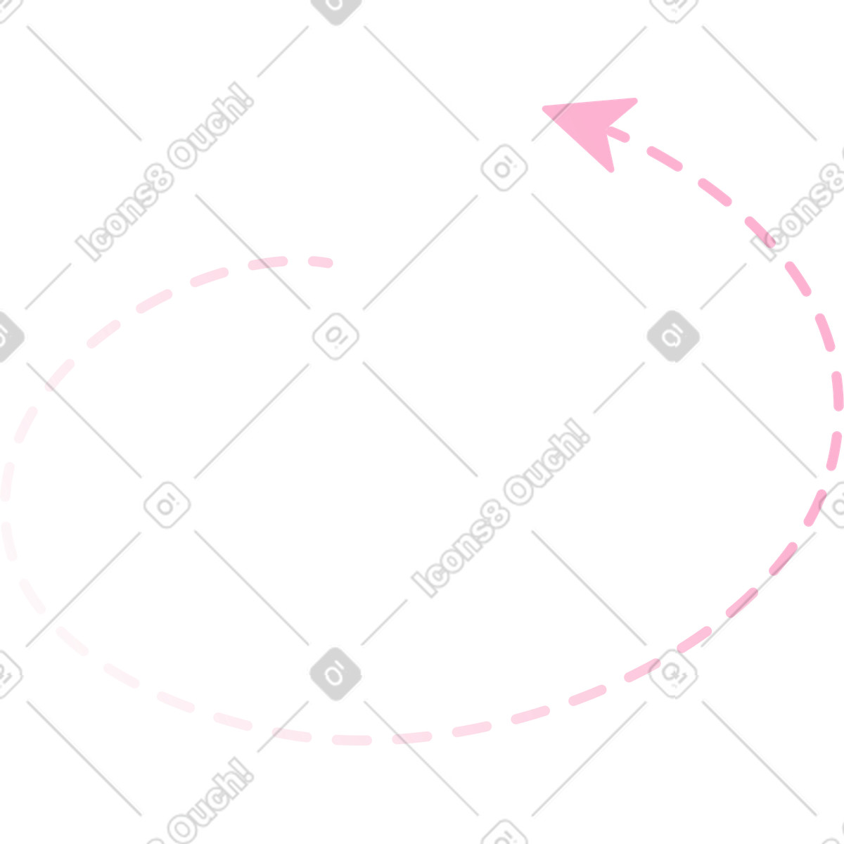 Pink spiral dashed arrow illustration in Fizzy style download in PNG, SVG