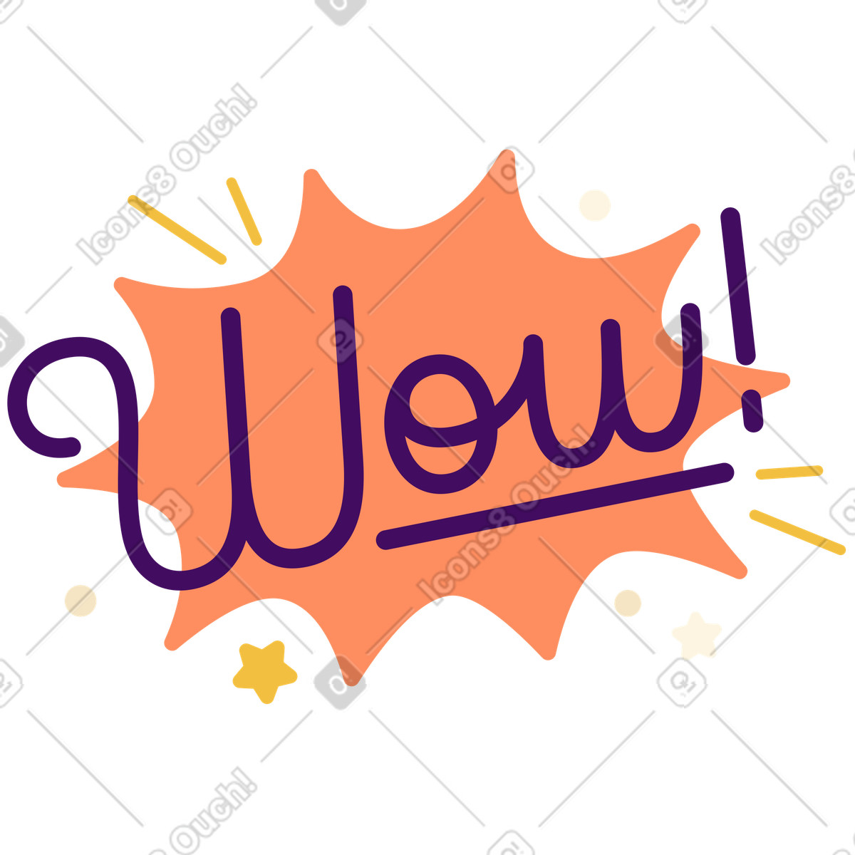 Ilustración Handwritten wow with comic splash, Positive feedback or amazement en estilo Simplistic a descargar en PNG y SVG