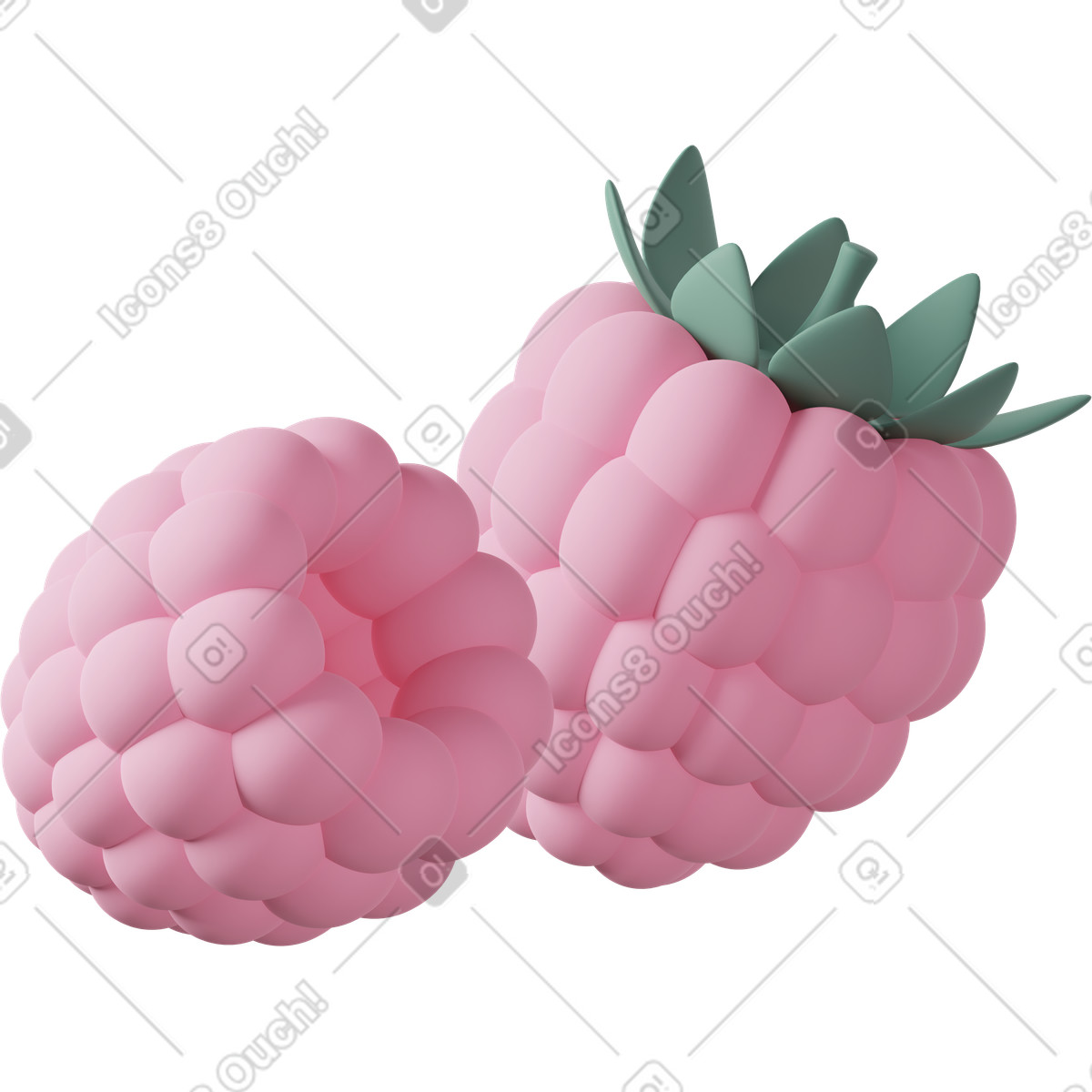 3D Casual life 스타일의 Pink raspberries 일러스트레이션 PNG, SVG 다운로드
