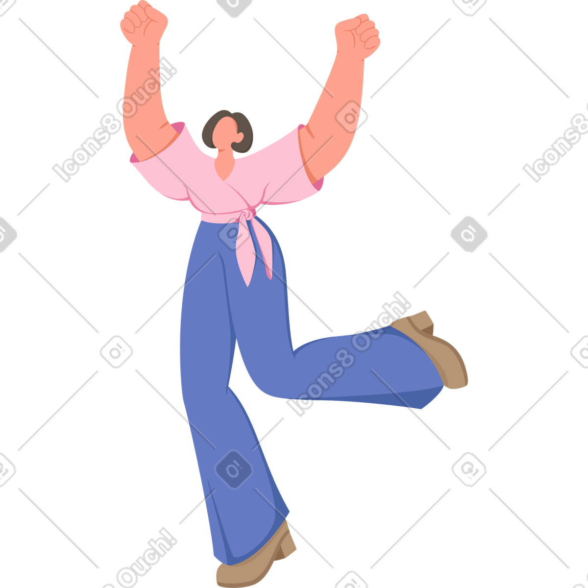 Woman with raised hands illustration in Social style download in PNG, SVG
