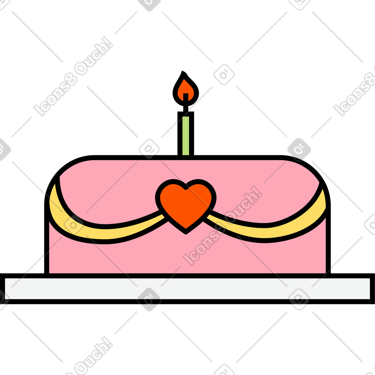 Cake illustration in Kindy style download in PNG, SVG