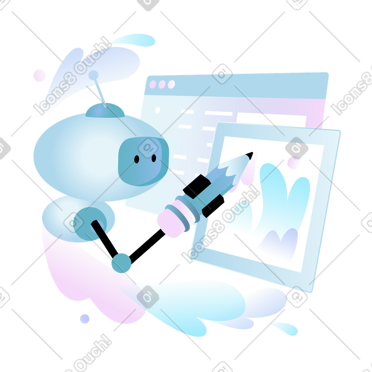 下载 Airy 风格的 Artificial intelligence creating illustration, AI-generated design for web 插画，支持 PNG、SVG 格式