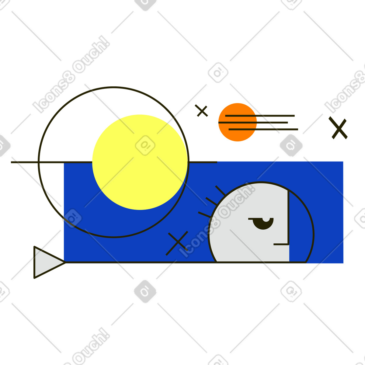 Ilustración Viaje espacial en estilo Geom a descargar en PNG y SVG