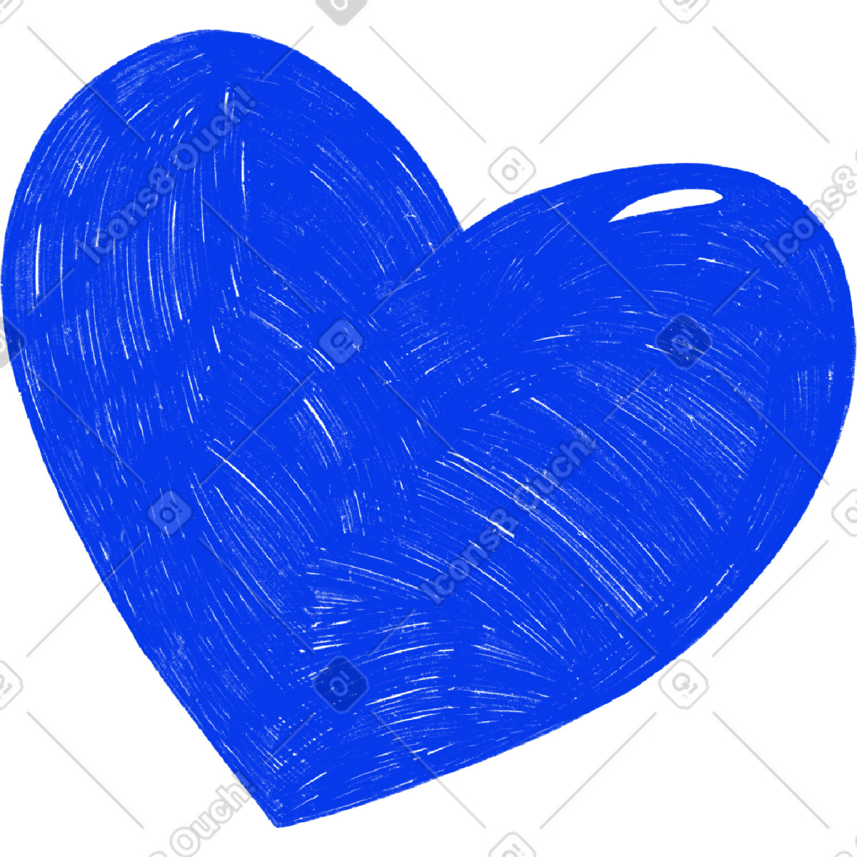 Blue big heart illustrazione in stile Biro scarica in PNG, SVG