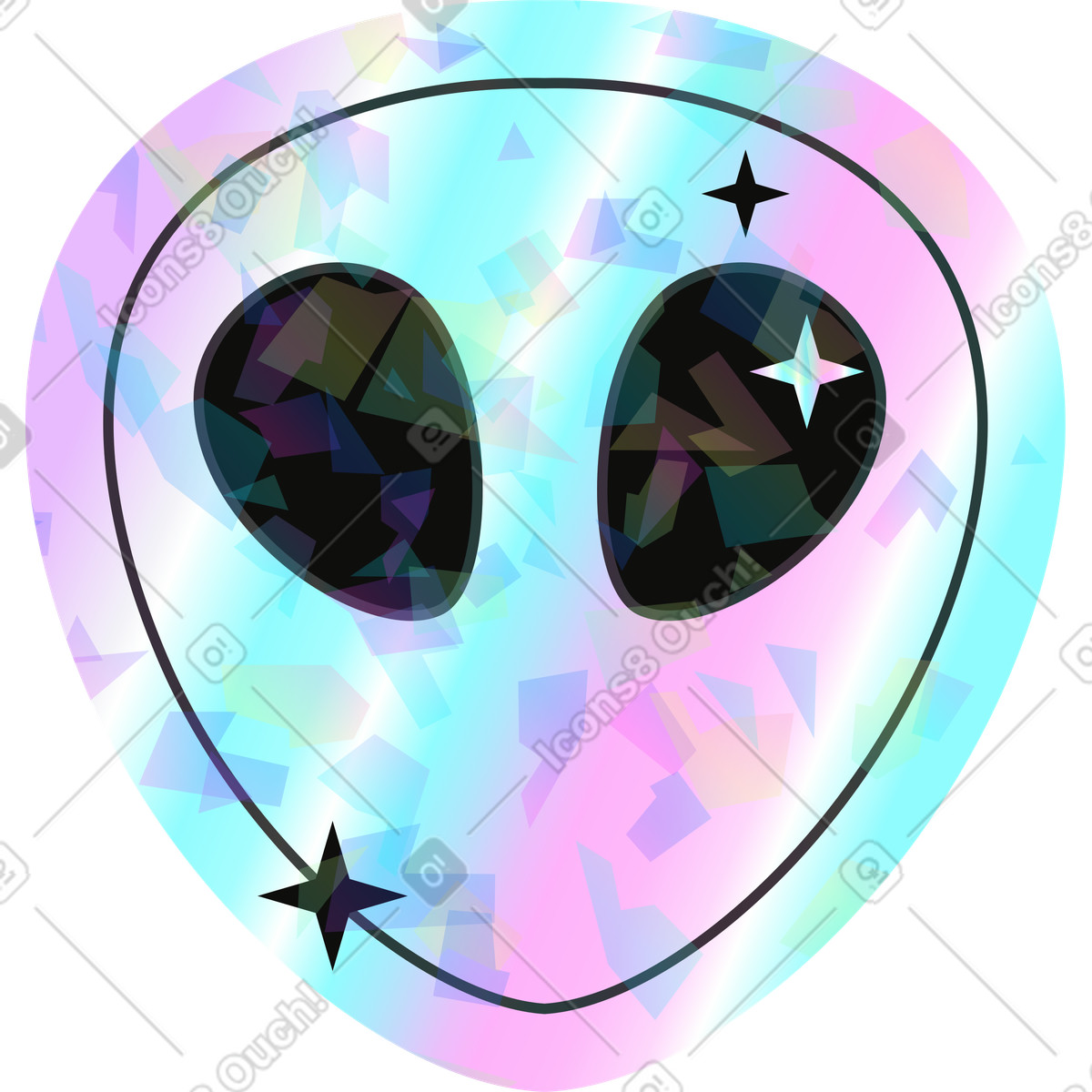 Alien illustration in Holostickers style download in PNG, SVG