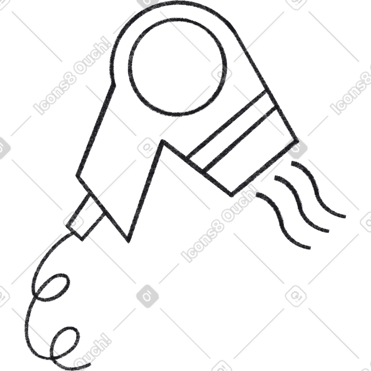 Hair dryer with air lines illustrazione in stile Bonbon Line scarica in PNG, SVG