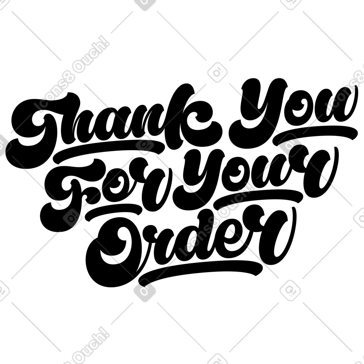 Lettering thank you for your order calligraphy style text illustration in download in PNG, SVG