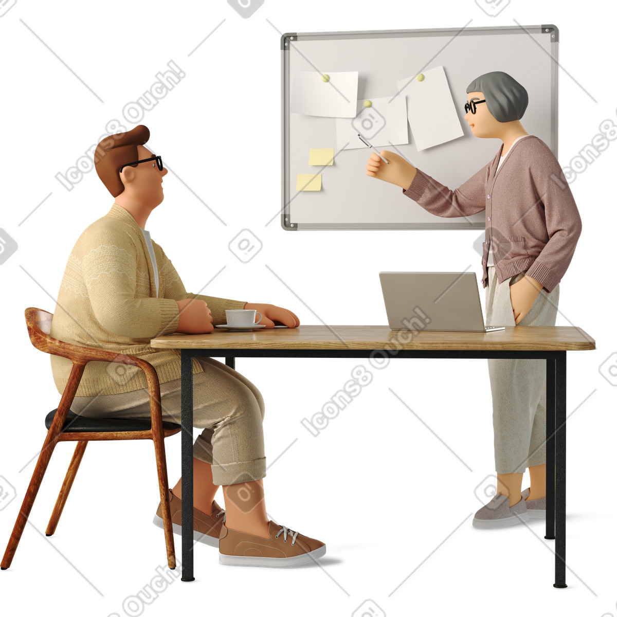 Ilustração de Two people working on a project em no estilo 3D Business para baixar em PNG, SVG