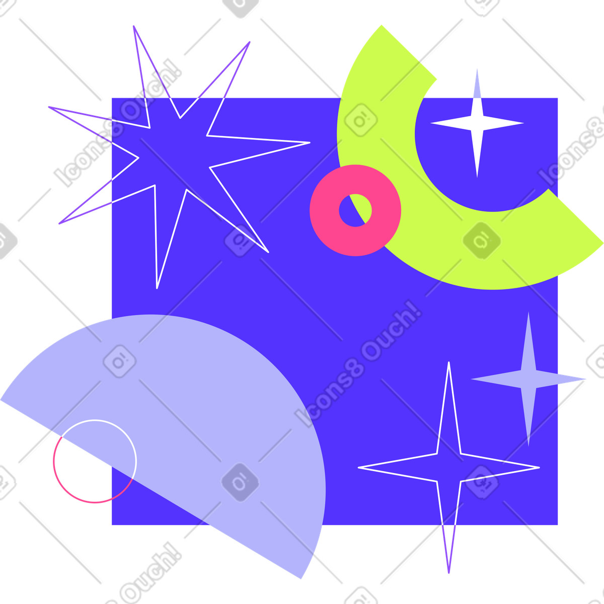 Typography スタイルの Abstract background with stars and circles のイラストをPNG、SVG形式でダウンロード