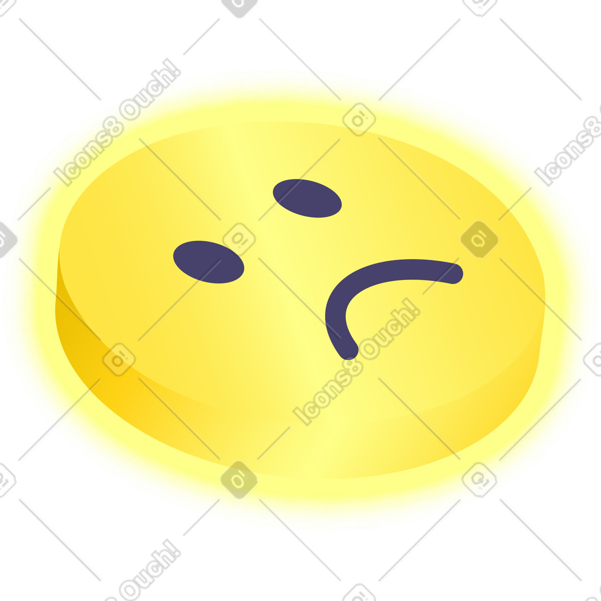 Ilustração de Smiley triste em no estilo Isotech para baixar em PNG, SVG