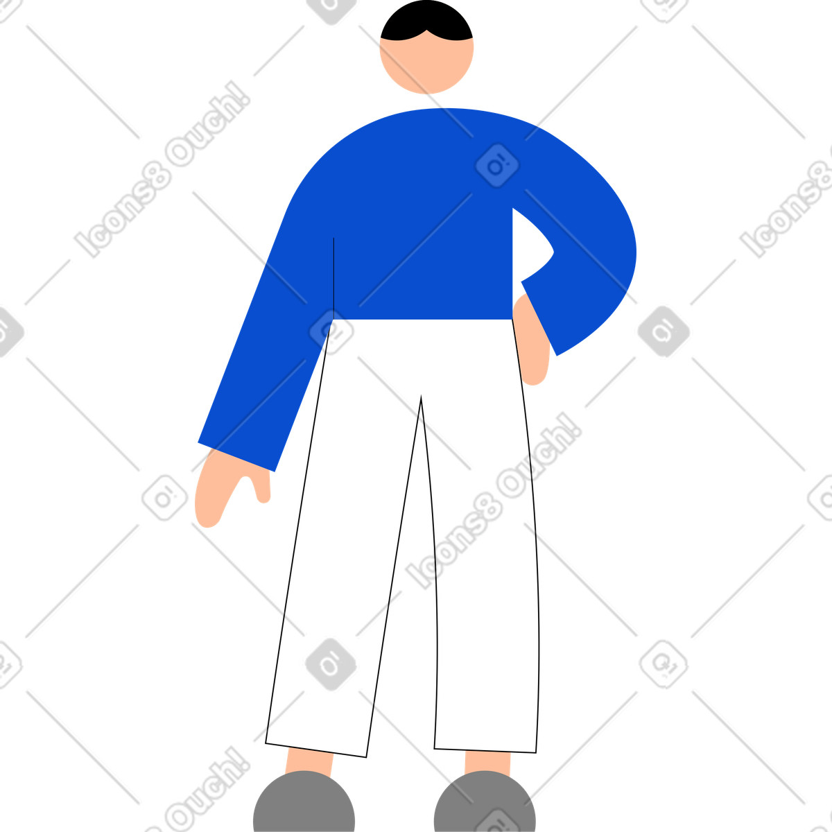 Giovane in piedi illustrazione animata stile Tiny scaricabile GIF, Lottie (JSON), AE