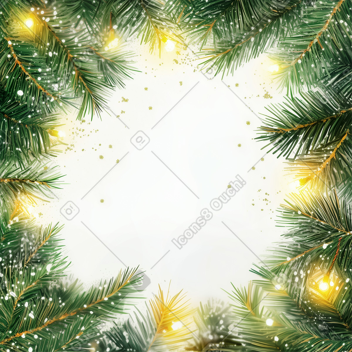 Frame with Christmas tree branches illustration in Postcards style download in PNG, SVG