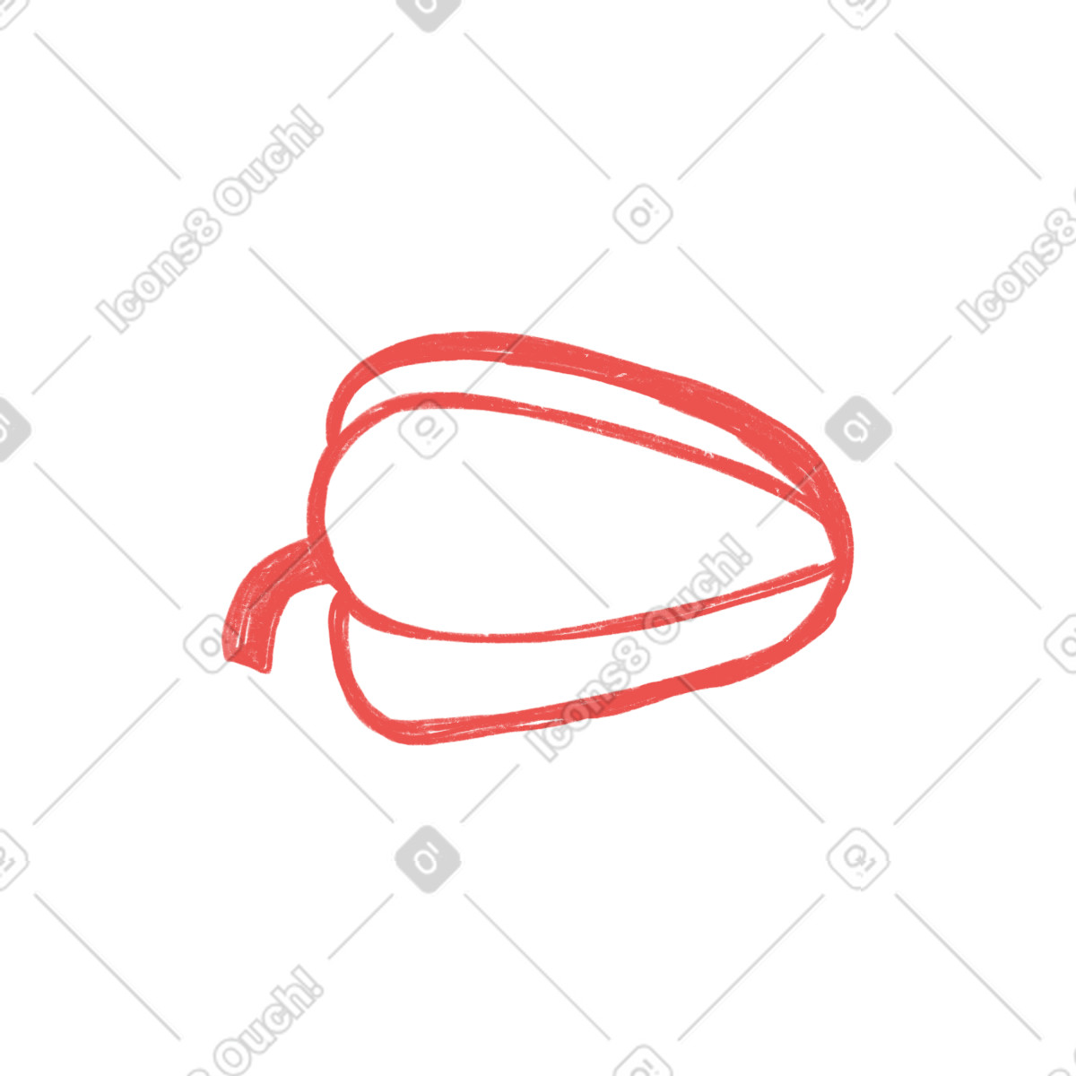 Red line pepper sketch illustration in Biro style download in PNG, SVG