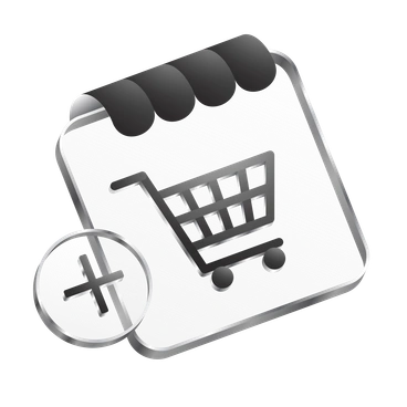 A shopping cart icon with a plus sign - Token style illustration