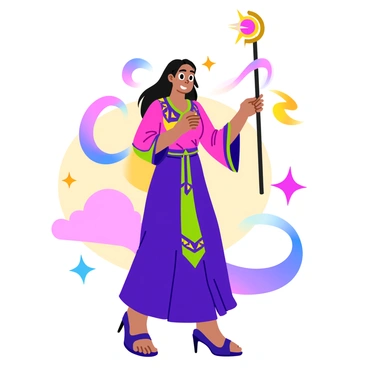 A sorceress casting spells in a vaporwave aesthetic with pastel colors