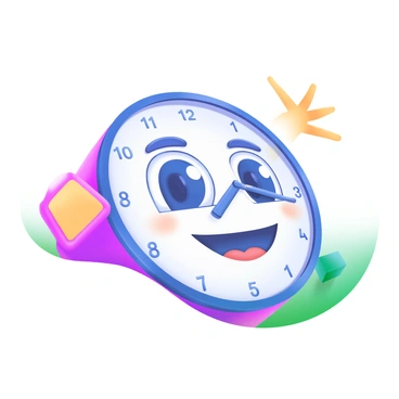 A vector face with elements of a clock integrated into its design