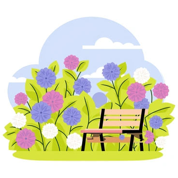 A sunny garden filled with blooming hydrangea bushes in various shades of purple and white.