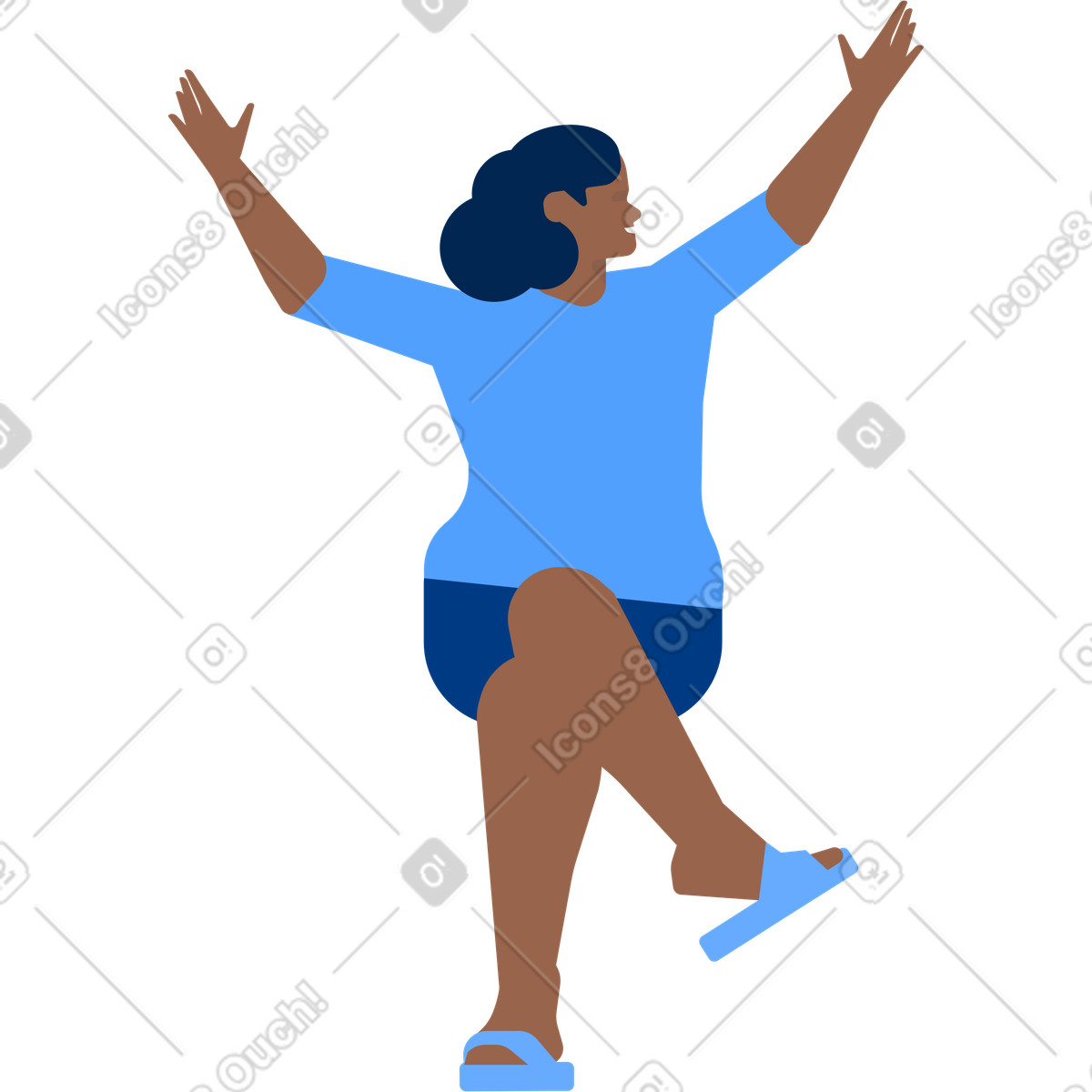 Ilustración Woman is sitting with her hands raised up en estilo Urban a descargar en PNG y SVG