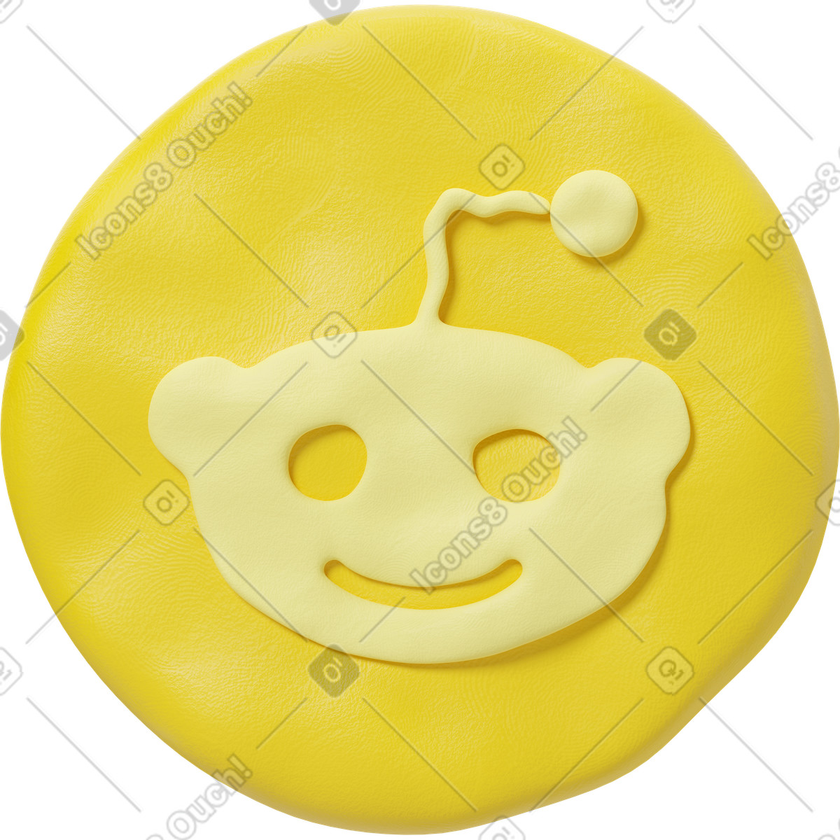 Ilustração de Logo reddit amarelo redondo em no estilo 3D Plastilina para baixar em PNG, SVG