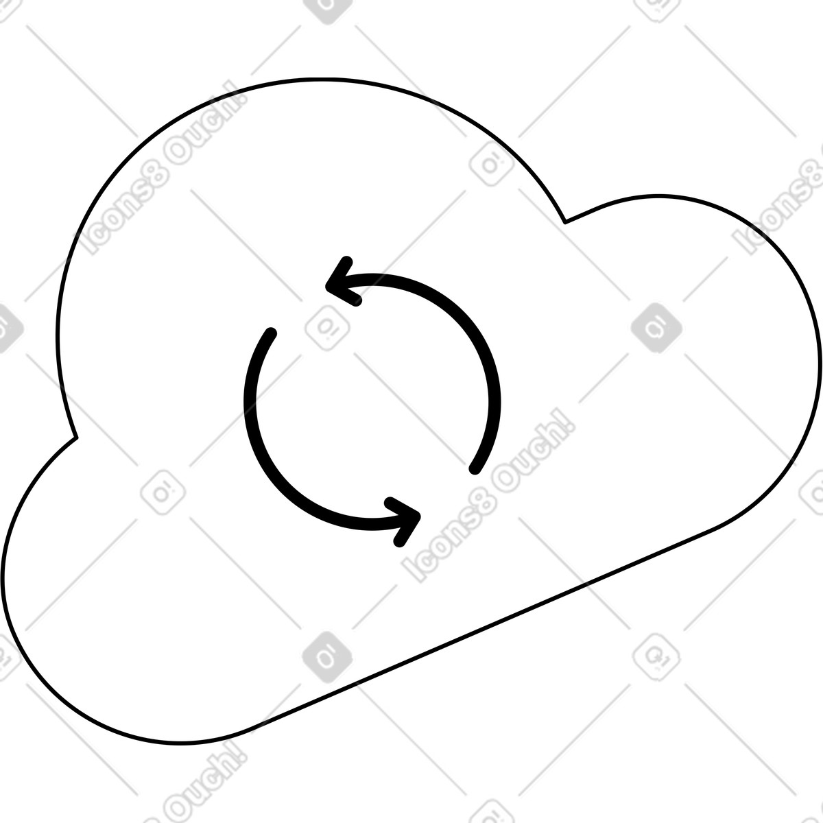 Azure スタイルの 矢印付きの同期クラウドアイコン のイラストをPNG、SVG形式でダウンロード