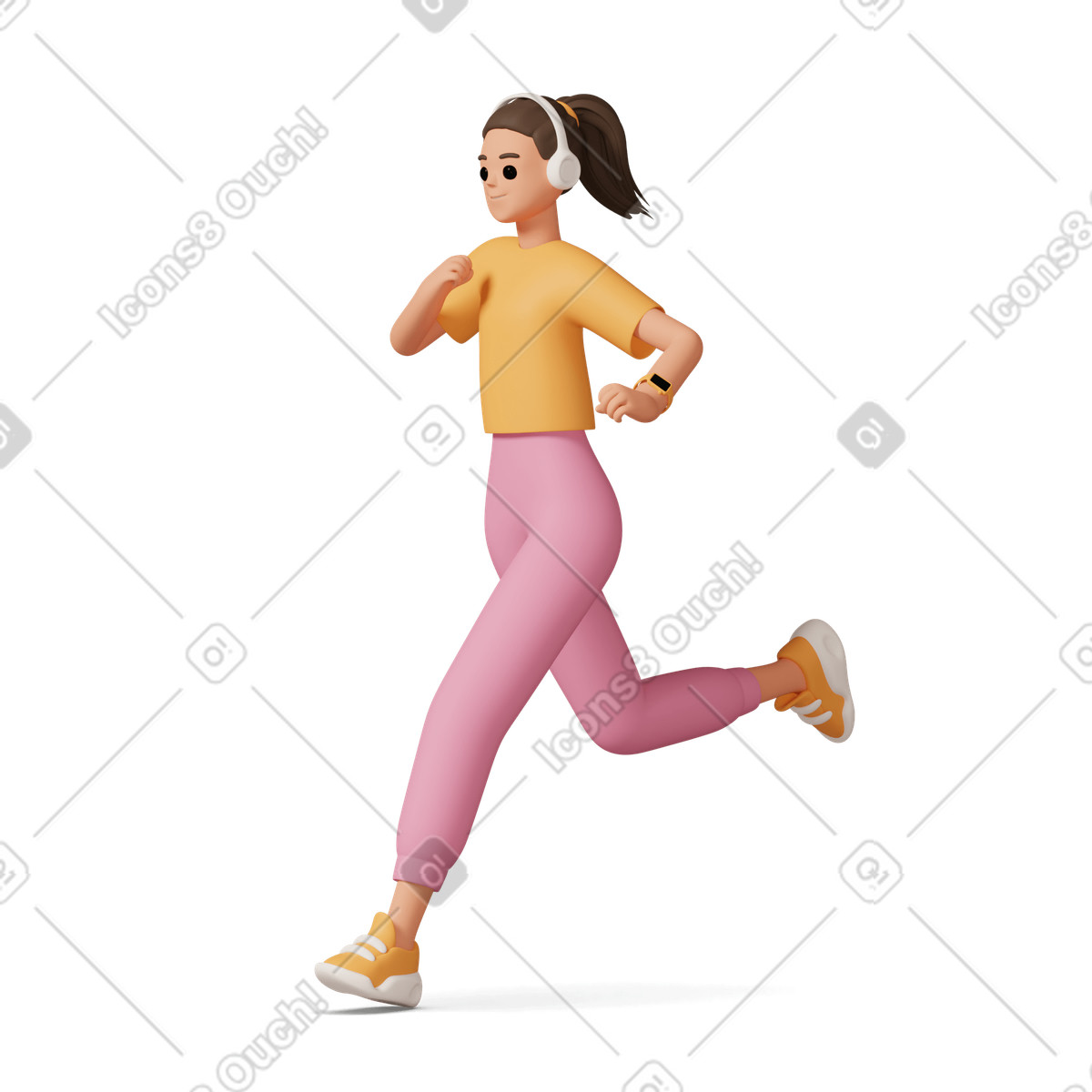 Mädchen läuft-Illustration im 3D Casual life-Stil als Download in PNG, SVG
