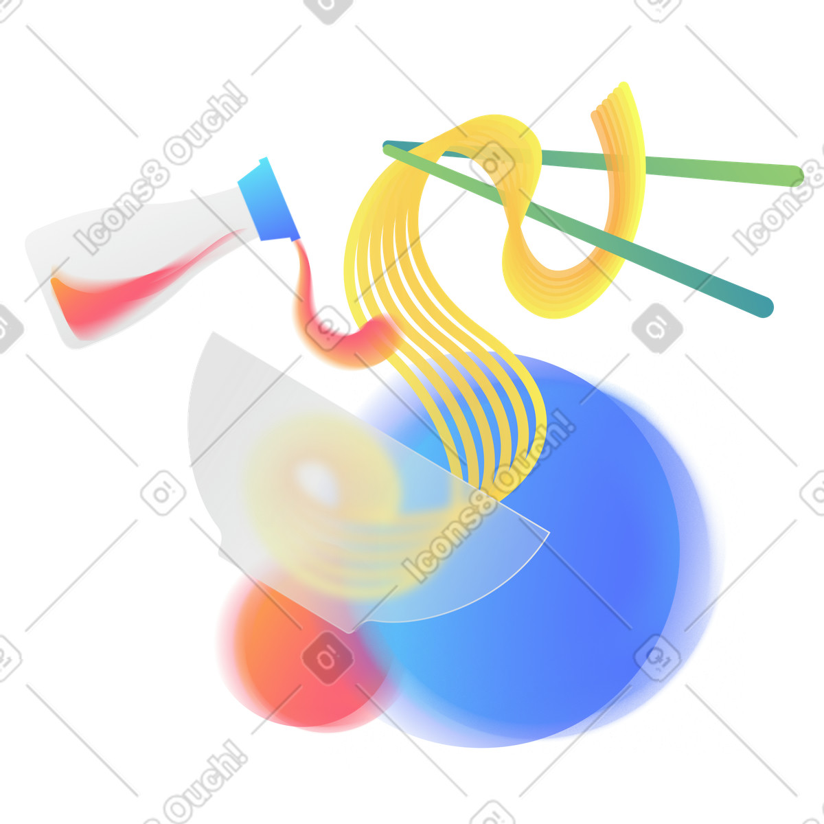 Noodles and soy sauce illustration in Morphis style download in PNG, SVG
