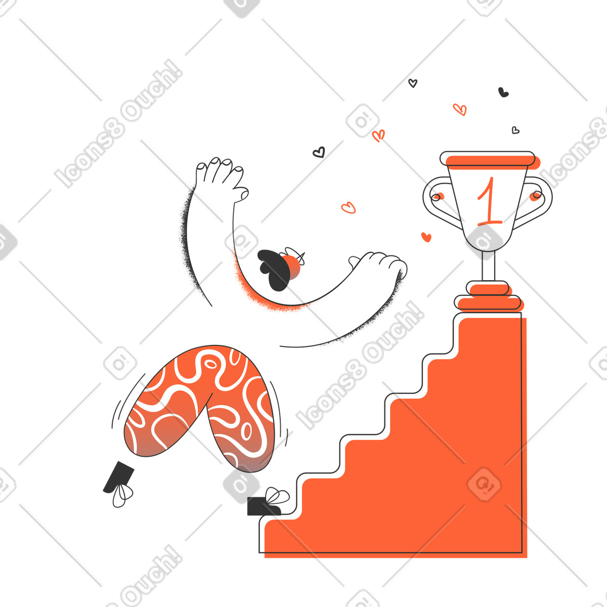 Illustration Personne atteignant son objectif ou remportant un trophée dans le style Crayon à télécharger aux formats PNG, SVG