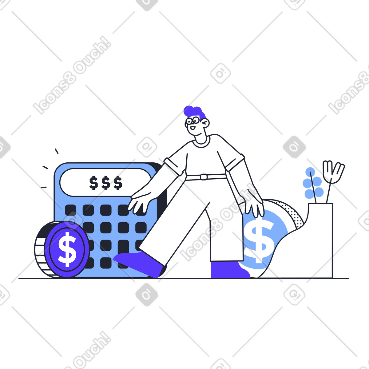 Ilustração de Poupança e renda em no estilo Pablita para baixar em PNG, SVG