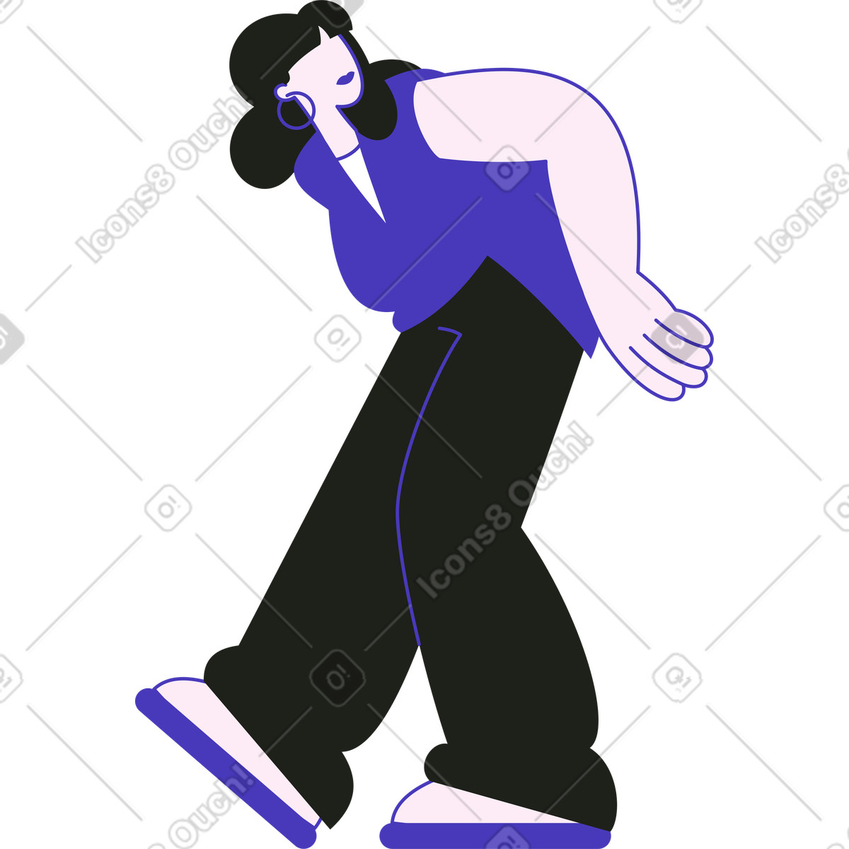 Blueberry スタイルの 背中に何かを抱えている女性 のイラストをPNG、SVG形式でダウンロード