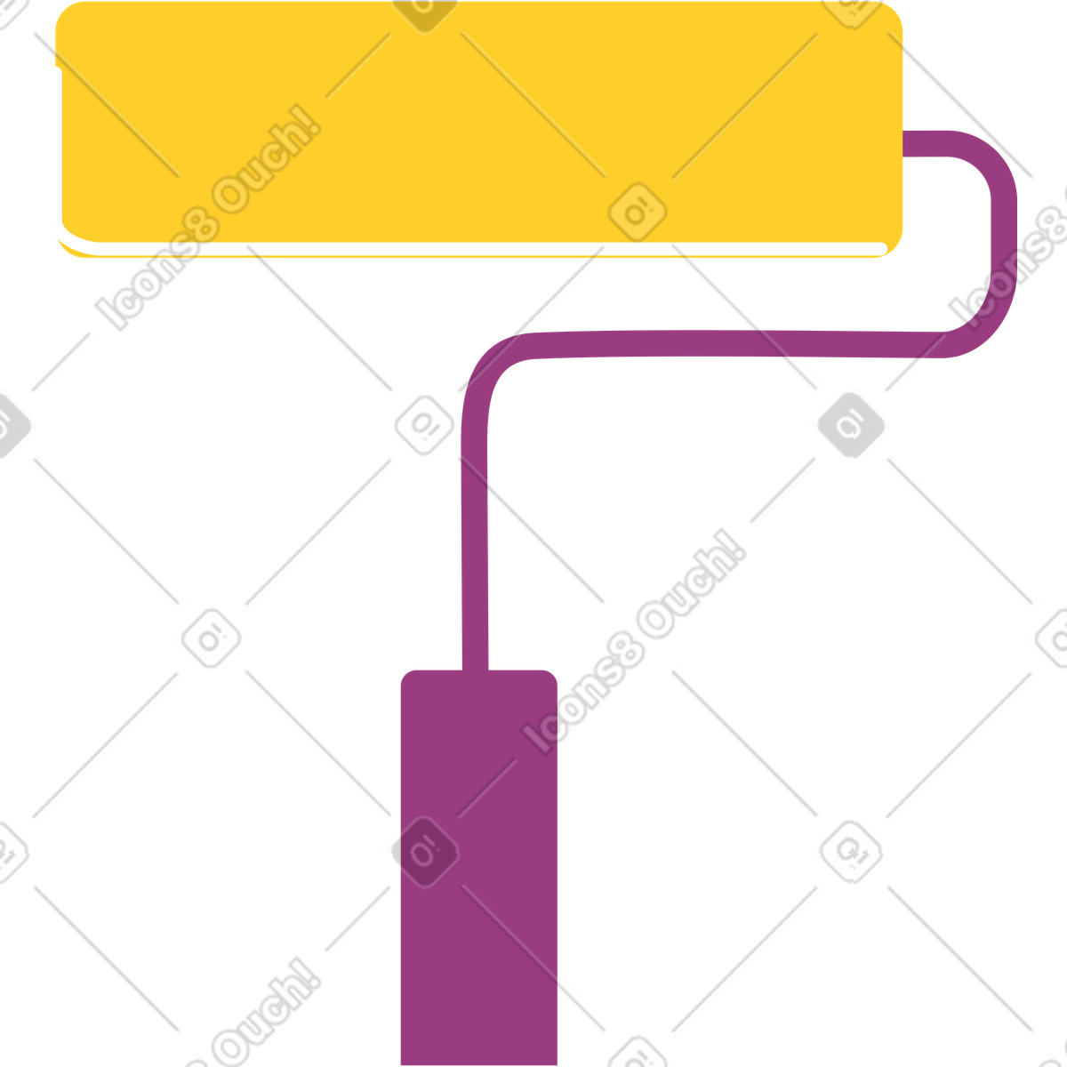 Yellow paint roller illustration in Sammy style download in PNG, SVG