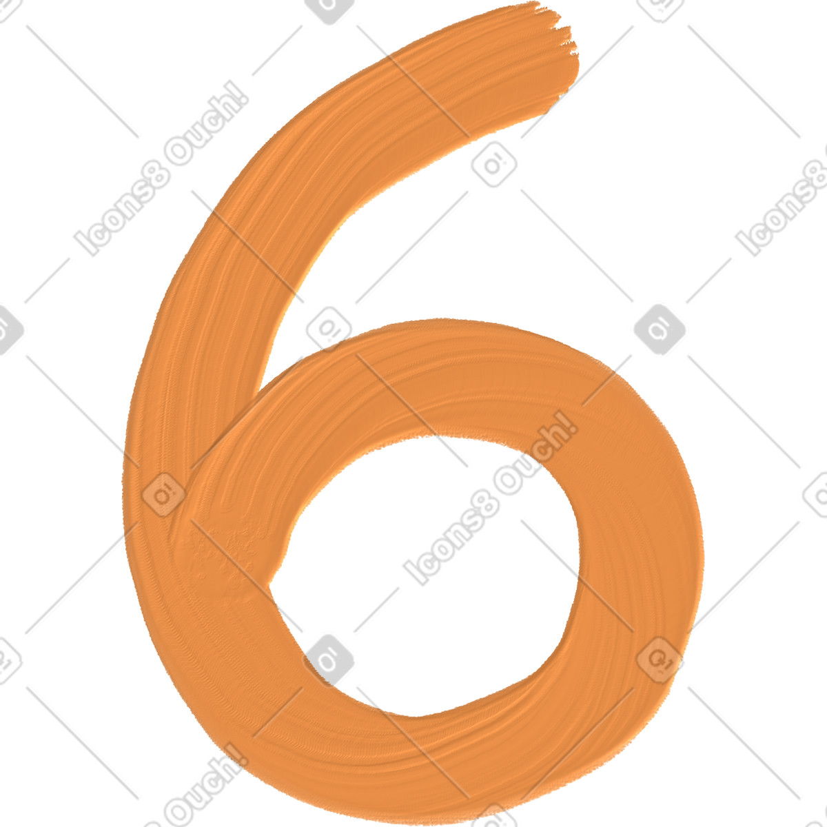 Orange number six illustration in Scrapbooking style download in PNG, SVG