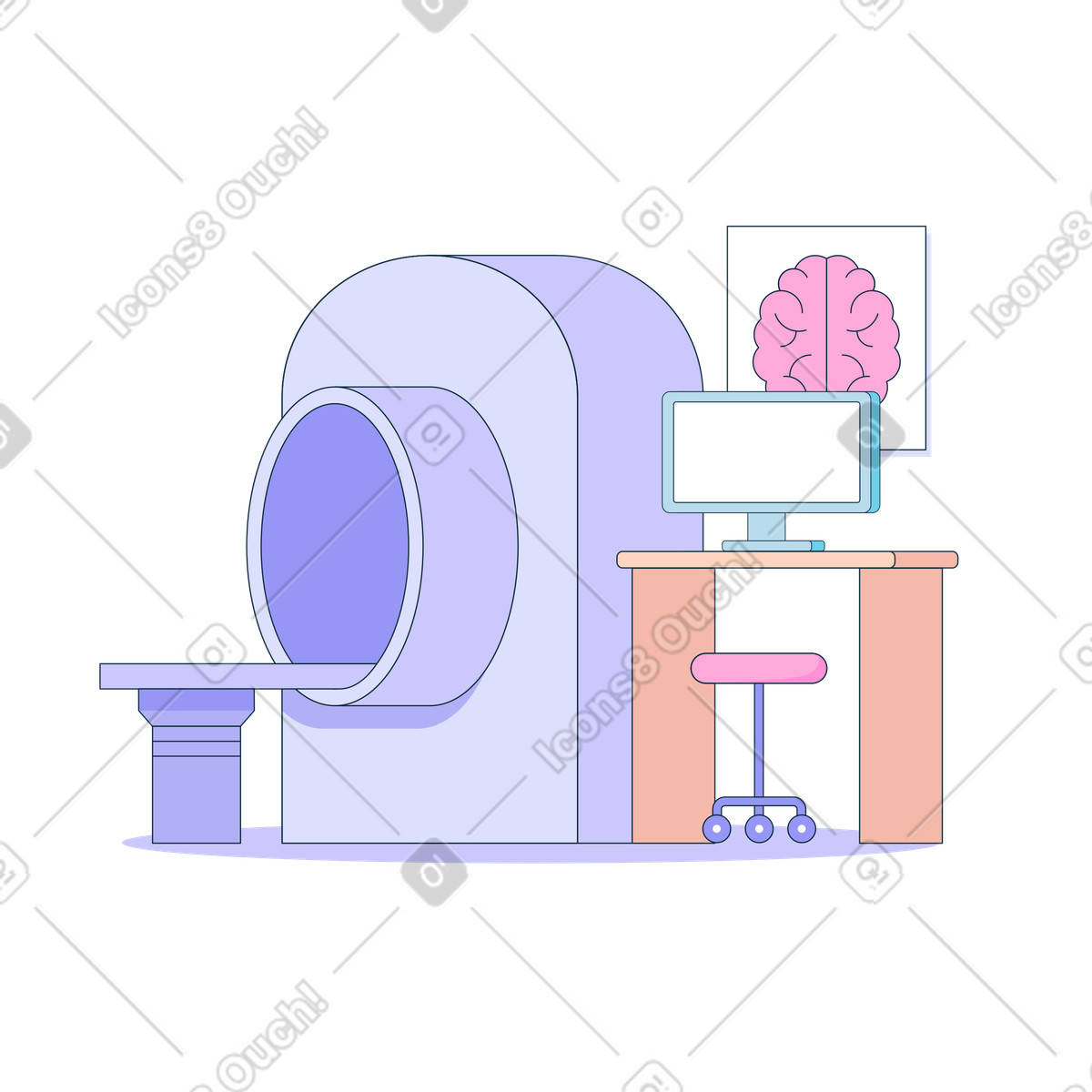 Иллюстрация Аппарат мрт в больничной палате в PNG и SVG