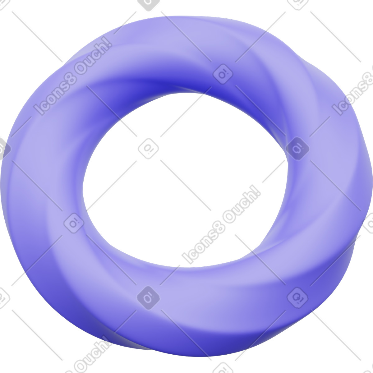 Toro opaco viola, anello morbido attorcigliato, ciambella geometrica astratta illustrazione in stile 3D Playful scarica in PNG, SVG