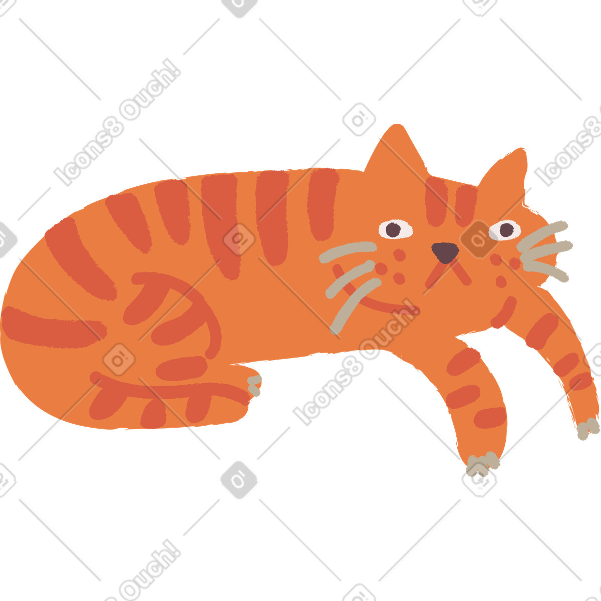 Cat lying illustration in Ginger style download in PNG, SVG