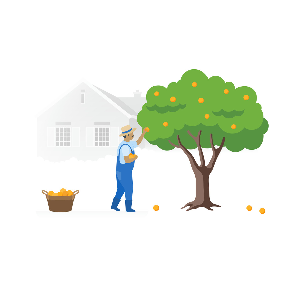 Fogg 스타일의 Man is picking fruit 일러스트레이션 PNG, SVG 다운로드