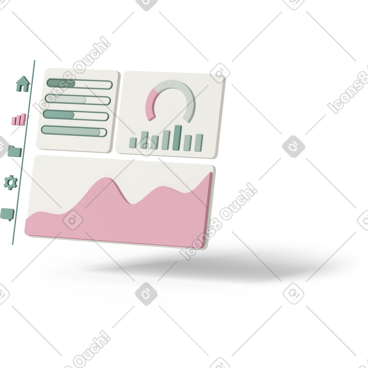 Иллюстрация Admin panel interface with infographics and charts в стиле 3D Casual life — скачать в форматах PNG, SVG