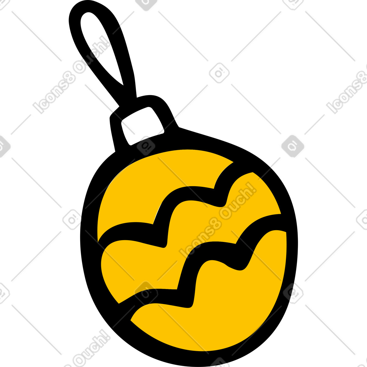 Gelbe weihnachtsverzierung-Illustration im Comic-Stil als Download in PNG, SVG