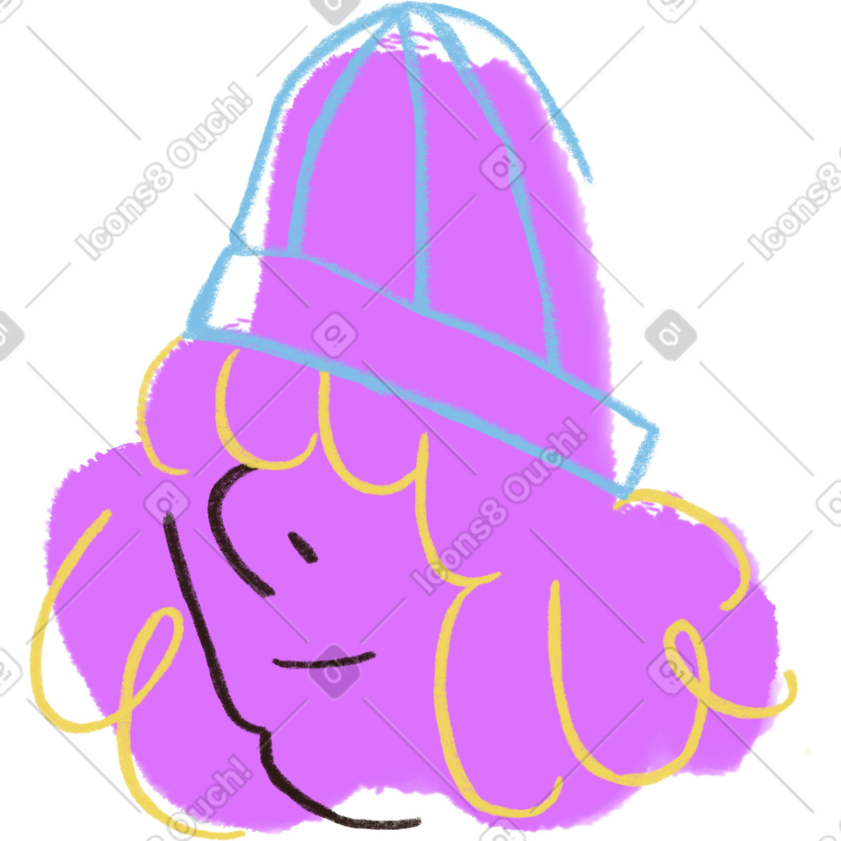 Ilustración Joven con un gorro tejido en estilo Blobby a descargar en PNG y SVG