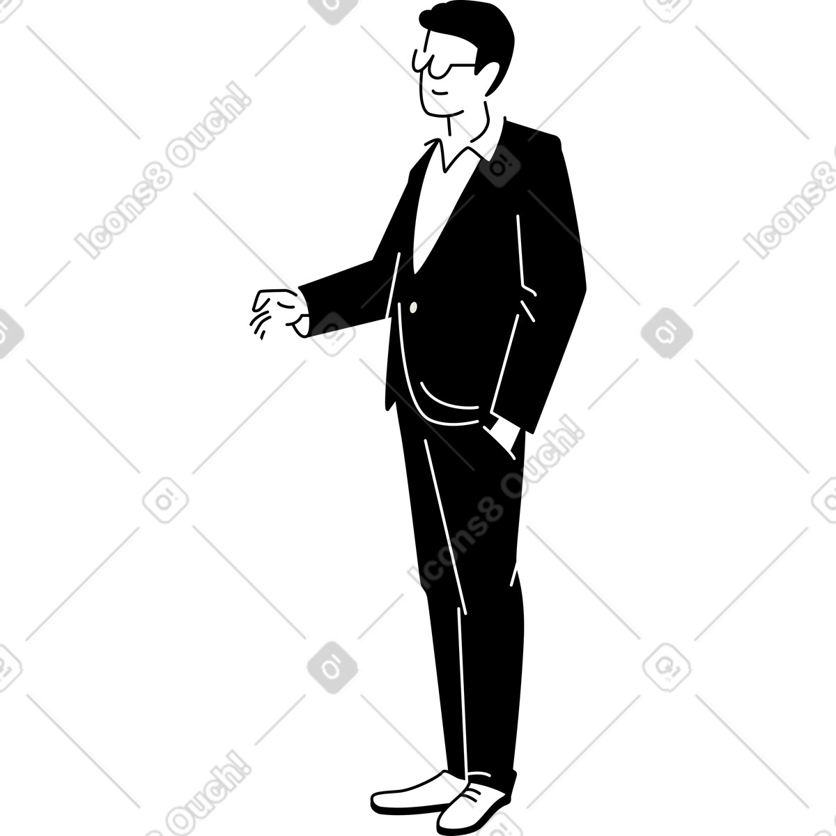 Junger mann mit brille und business-anzug-Illustration im Weekday-Stil als Download in PNG, SVG