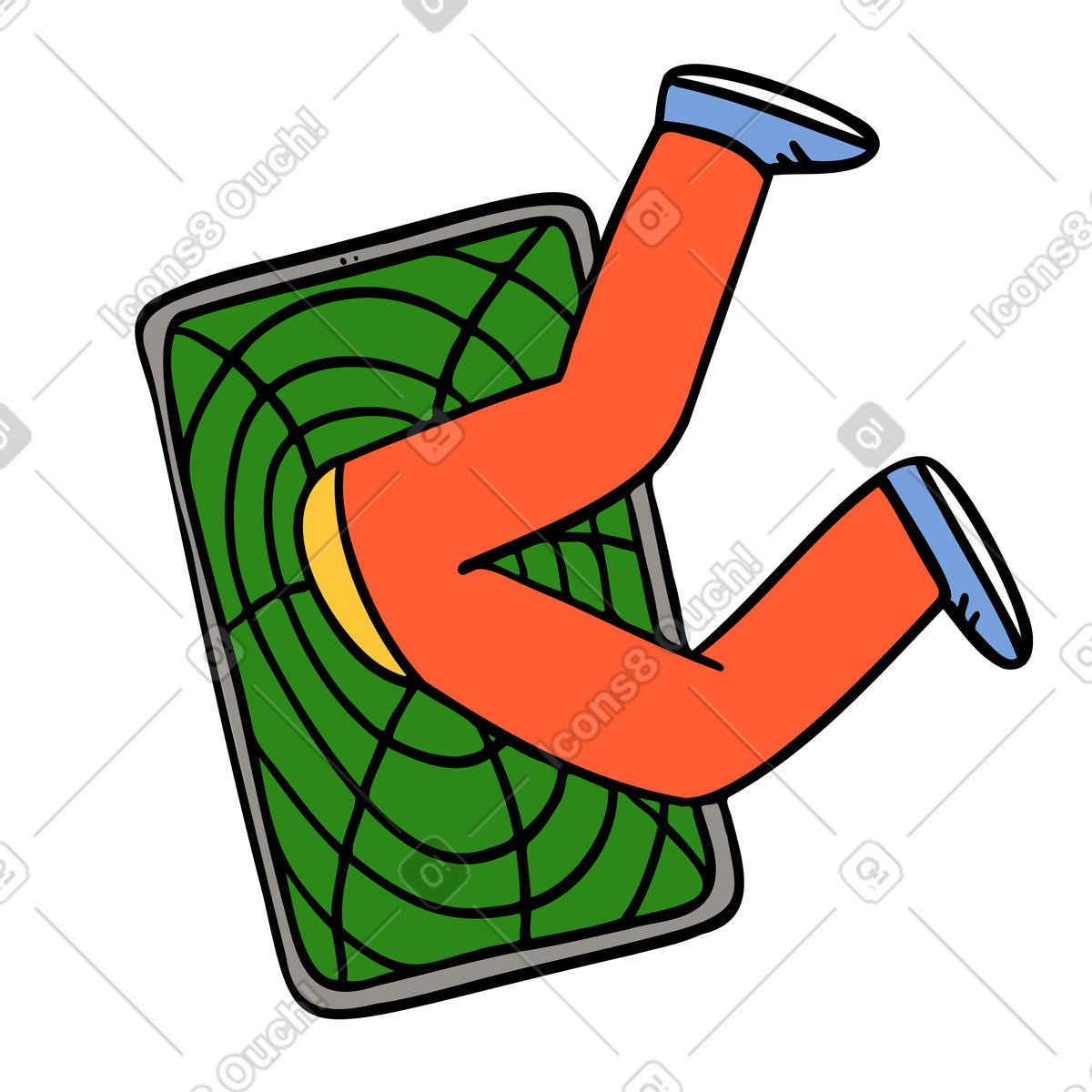 Transport in ein online-universum per telefon-Illustration im Comic-Stil als Download PNG, SVG