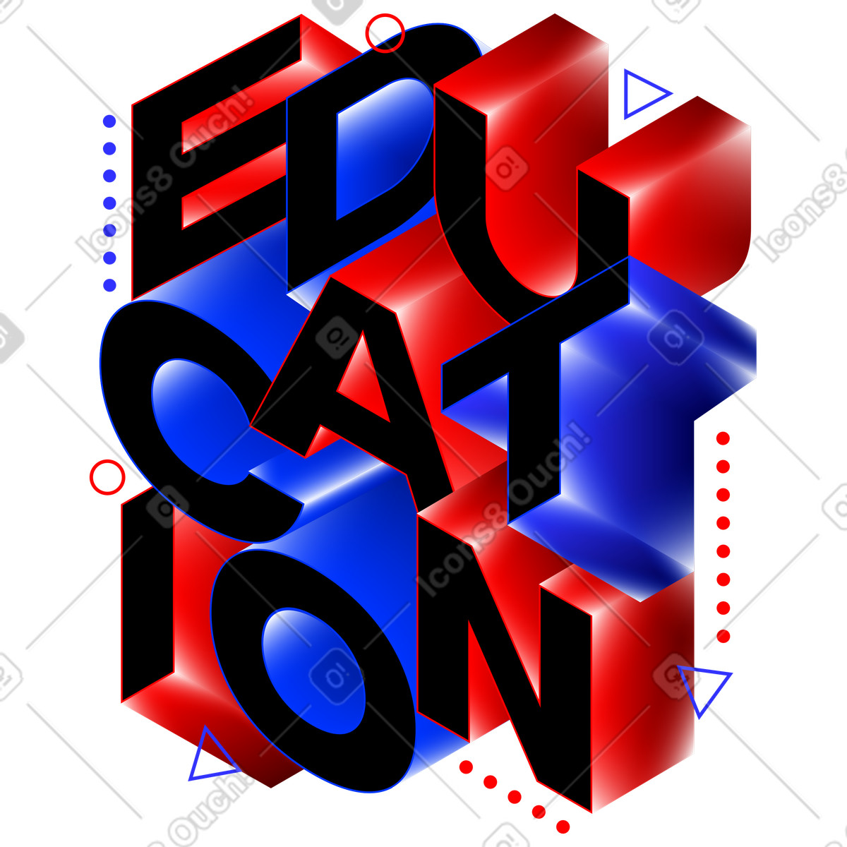 Lettering 스타일의 장식 텍스트가 있는 3d 레터링 교육 일러스트레이션 PNG, SVG 다운로드