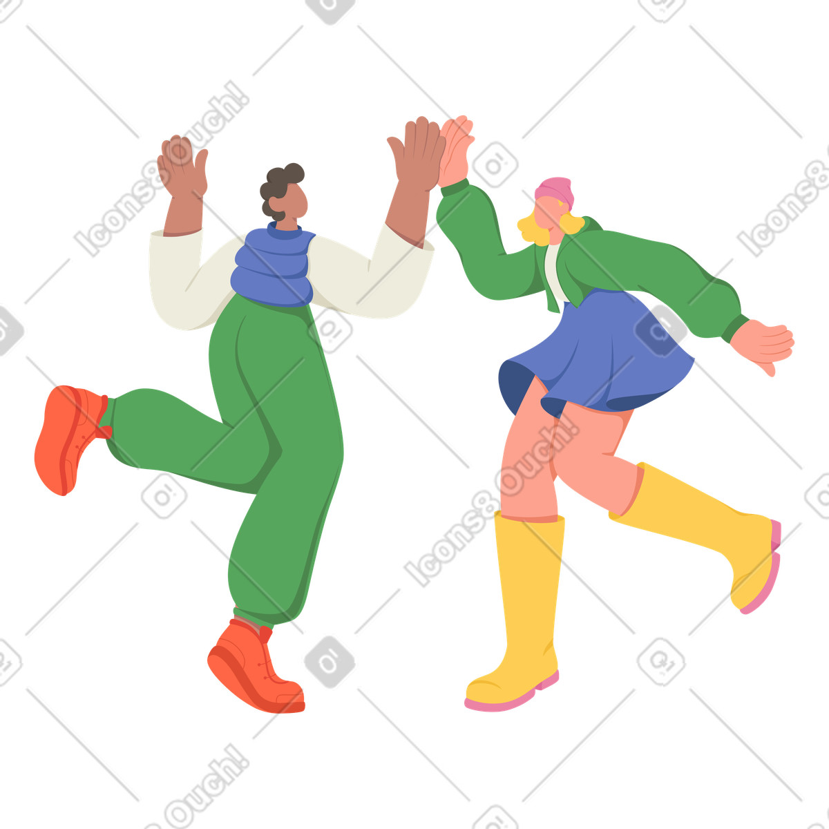 Illustration Les gens se donnent un high five dans le style Social à télécharger aux formats PNG, SVG