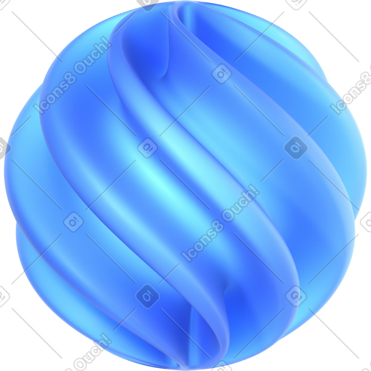 Ilustración Abstract ribbed decorative sphere shape en estilo 3D Glassy a descargar en PNG y SVG