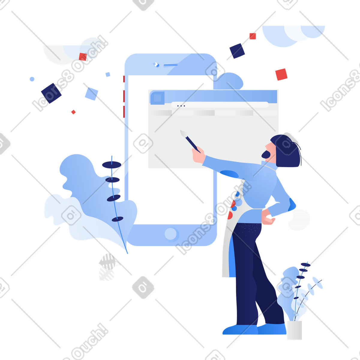 Illustration animée Création de sites web aux formats GIF, Lottie (JSON) et AE