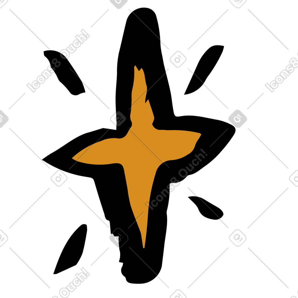 Orangefarbener stern mit tabletts-Illustration im Scandi-Stil als Download in PNG, SVG