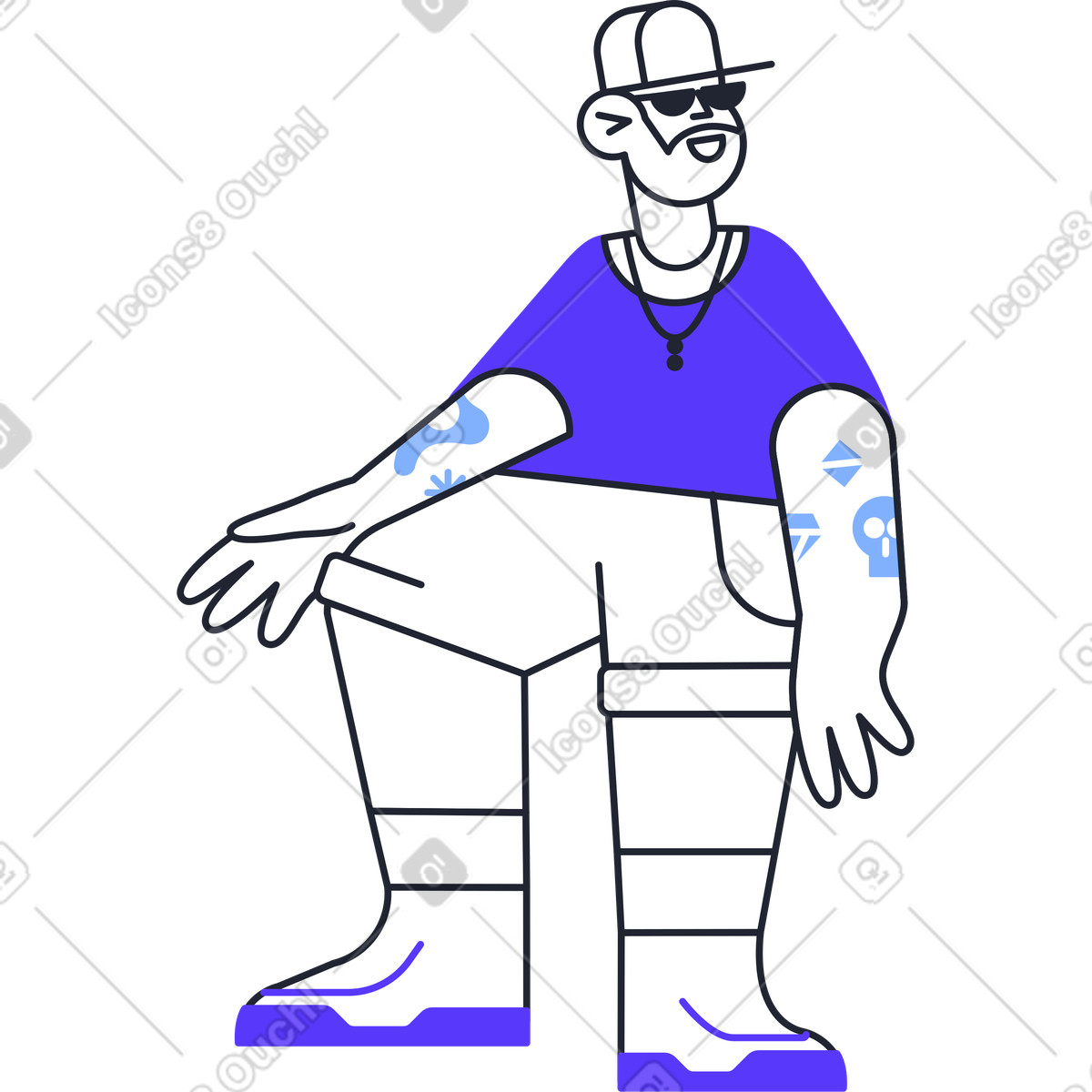 Ilustração de Homem em no estilo Pablita para baixar em PNG, SVG