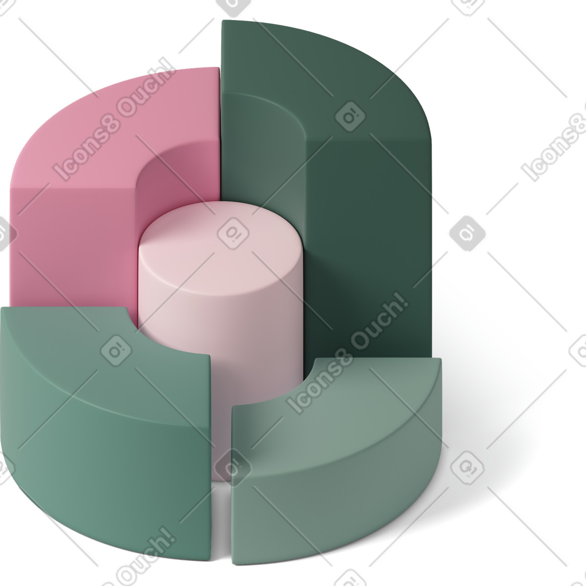 Isometric pie chart-Illustration im 3D Casual life-Stil als Download in PNG, SVG