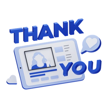 A thank you message with a digital ID card - 3D Techny style illustration