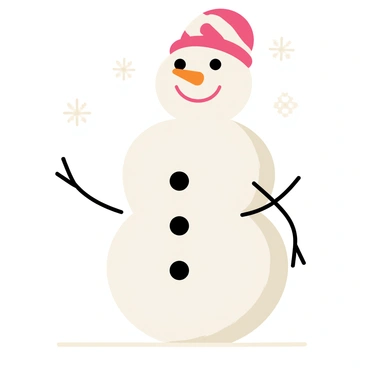 A snowman with a candy cane nose and a peppermint hat